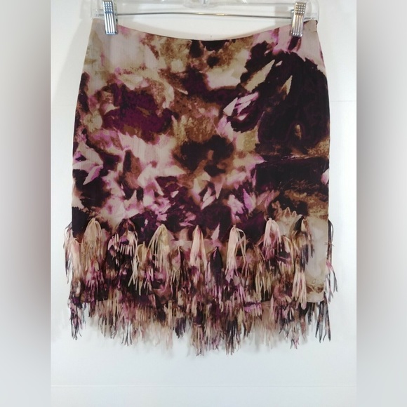 Ann Taylor Dresses & Skirts - NWT Ann Taylor Women’s Fringe Skirt in Maroon/Beige